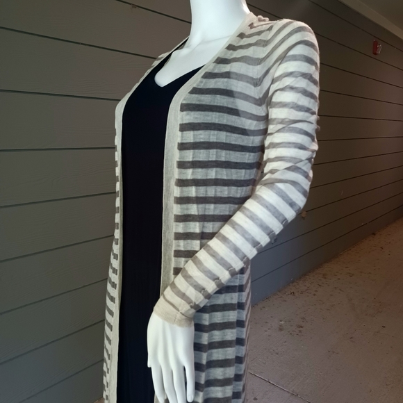 NWT Anthropologie Striped Wool Blend Open Front Duster Cardigan - Picture 3 of 11